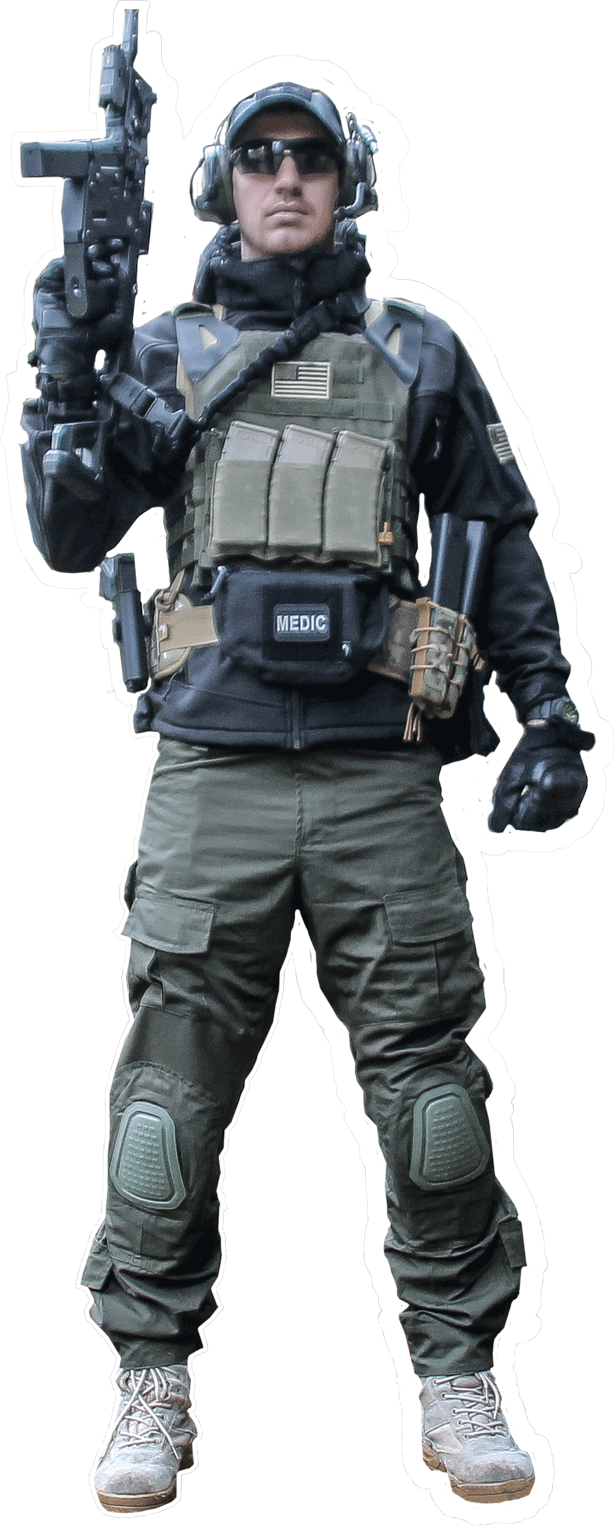 T-rex heritage airsoft olive noir outfit tenue us flag arms